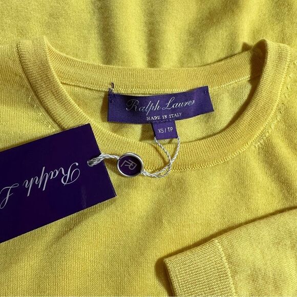 Ralph Lauren Canary Yellow Italian Cashmere Crewneck Long Sleeve Sweater - Picture 12 of 14